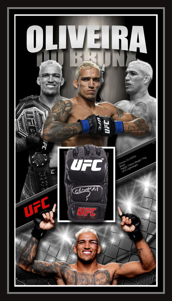 Charles Oliveira "Do Bronx" Signed & Framed UFC Glove (Beckett)