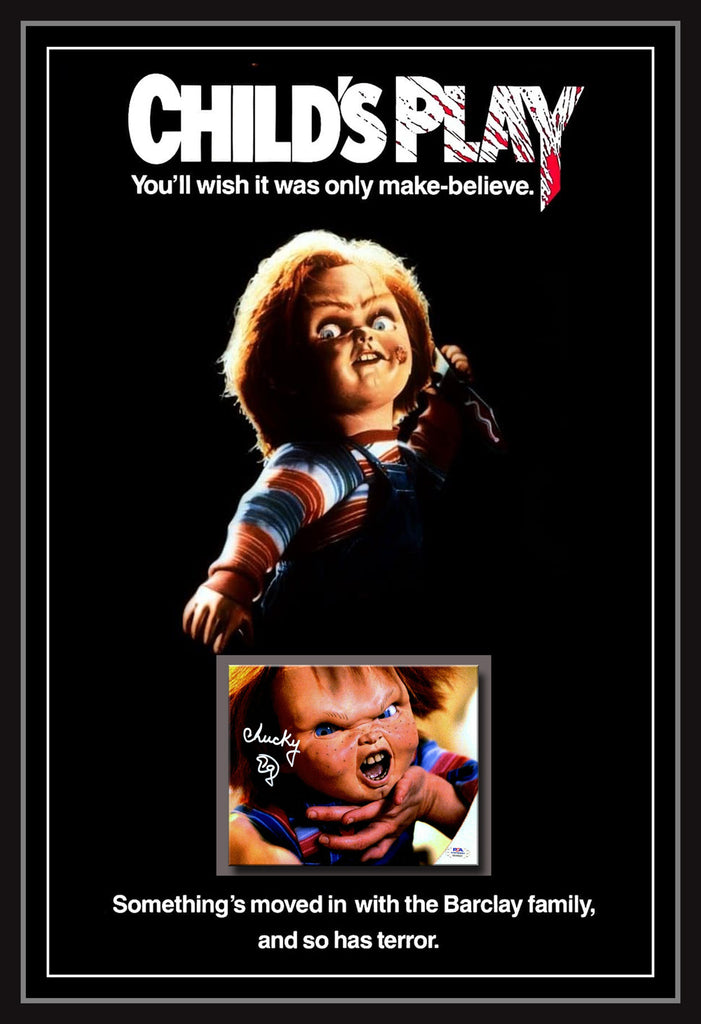 Child's Play Chucky Ed Gale Signed & Framed Movie case with PSA DNA Authentication