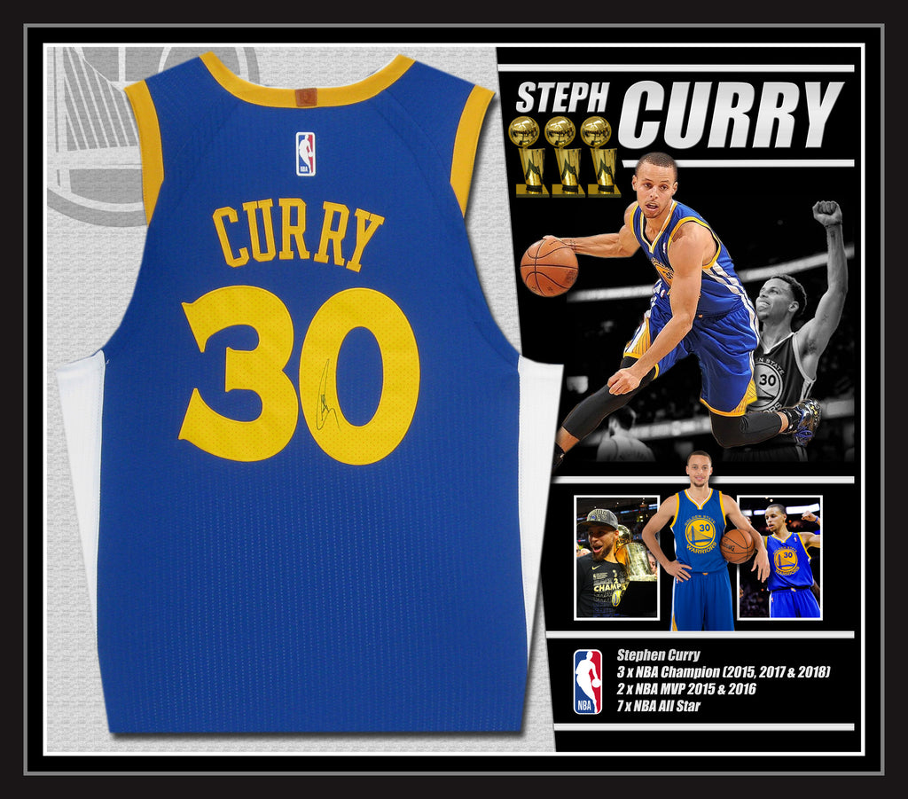 Steph CURRY Golden State Warriors Signed & Framed Adidas Jersey Beckett BAS Authentication.