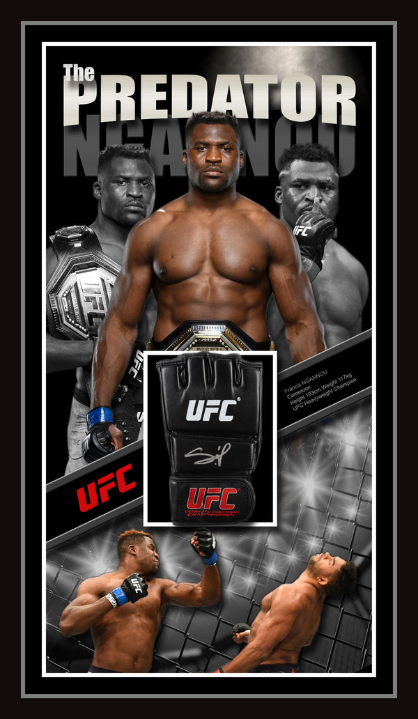 Francis Ngannou "The Predator" Signed & Framed UFC Glove (Beckett Witnessed)