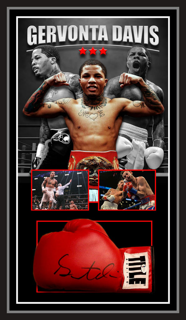 Gervonta Davis Signed & Framed Title Boxing Glove with Beckett Authentication