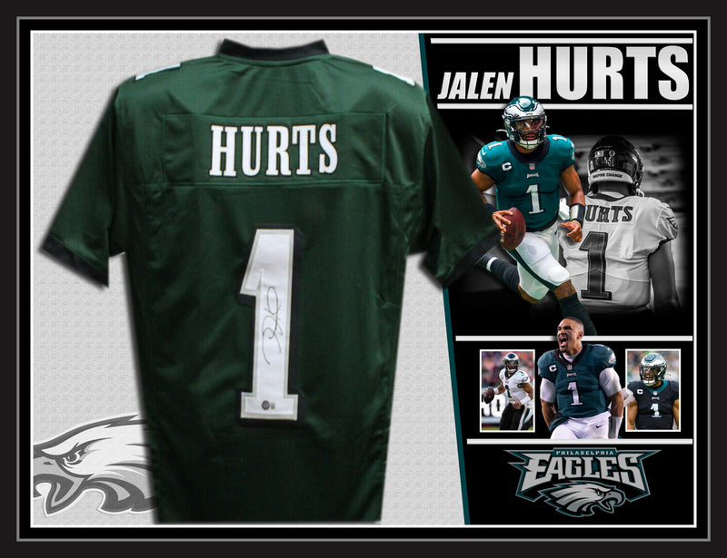 Jalen Hurts Philadelphia Eagles Autographed Framed Black Jersey - JSA  Authenticated