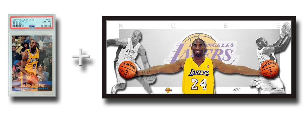 Kobe BRYANT LA Lakers MEGA DEAL - Graded ROOKIE Trading Card & Framed Wings Bundle