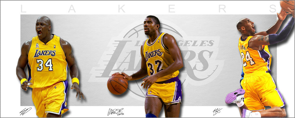 LA LAKERS Wings Style Unframed Wings Lithograph - Bryant Johnson O'Neal