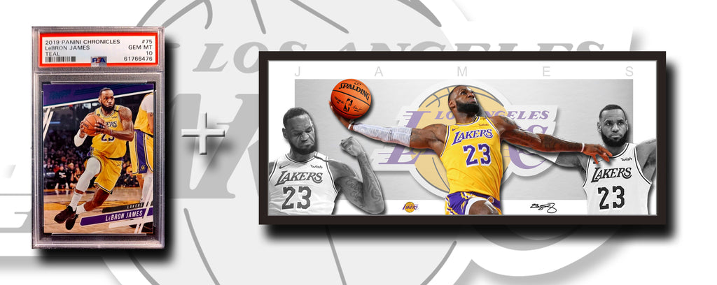 LeBron JAMES Lakers MEGA DEAL - 2019 Panini Chronicles Prestige Teal PSA Graded 10 + Wings Framed Lithograph