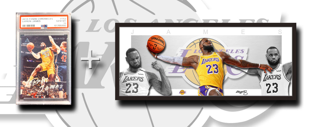 LeBron JAMES Lakers MEGA DEAL - 2019 Panini Chronicles Silver PSA Graded 10 + Wings Framed Lithograph