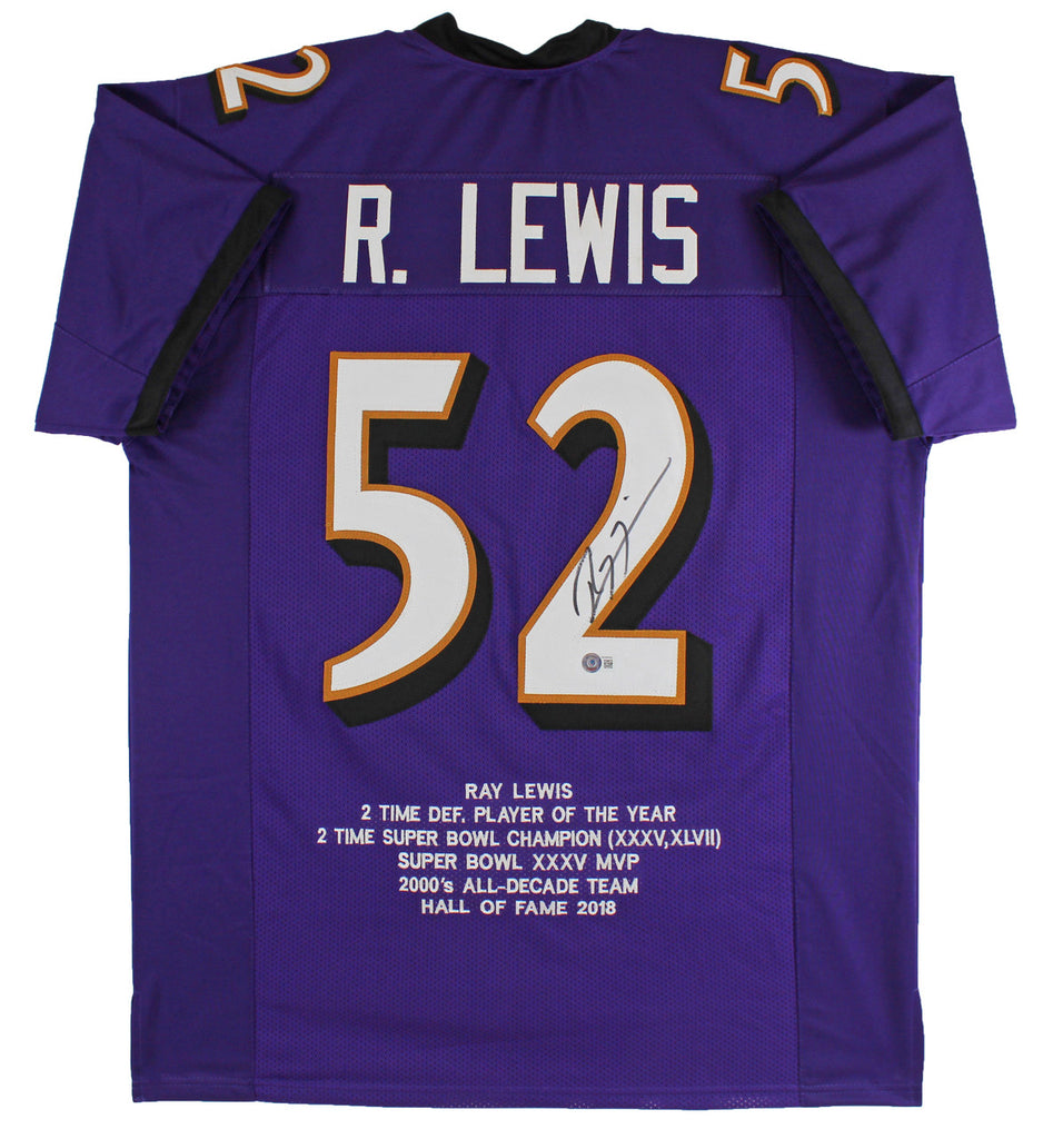 Ray Lewis Baltimore Ravens Signed Career Stats Jersey (Beckett).