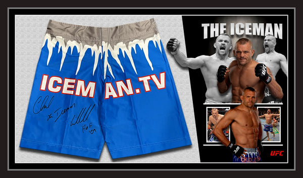 Chuck 'Iceman' Liddell Signed & Framed UFC Fight Trunks (PSA DNA)