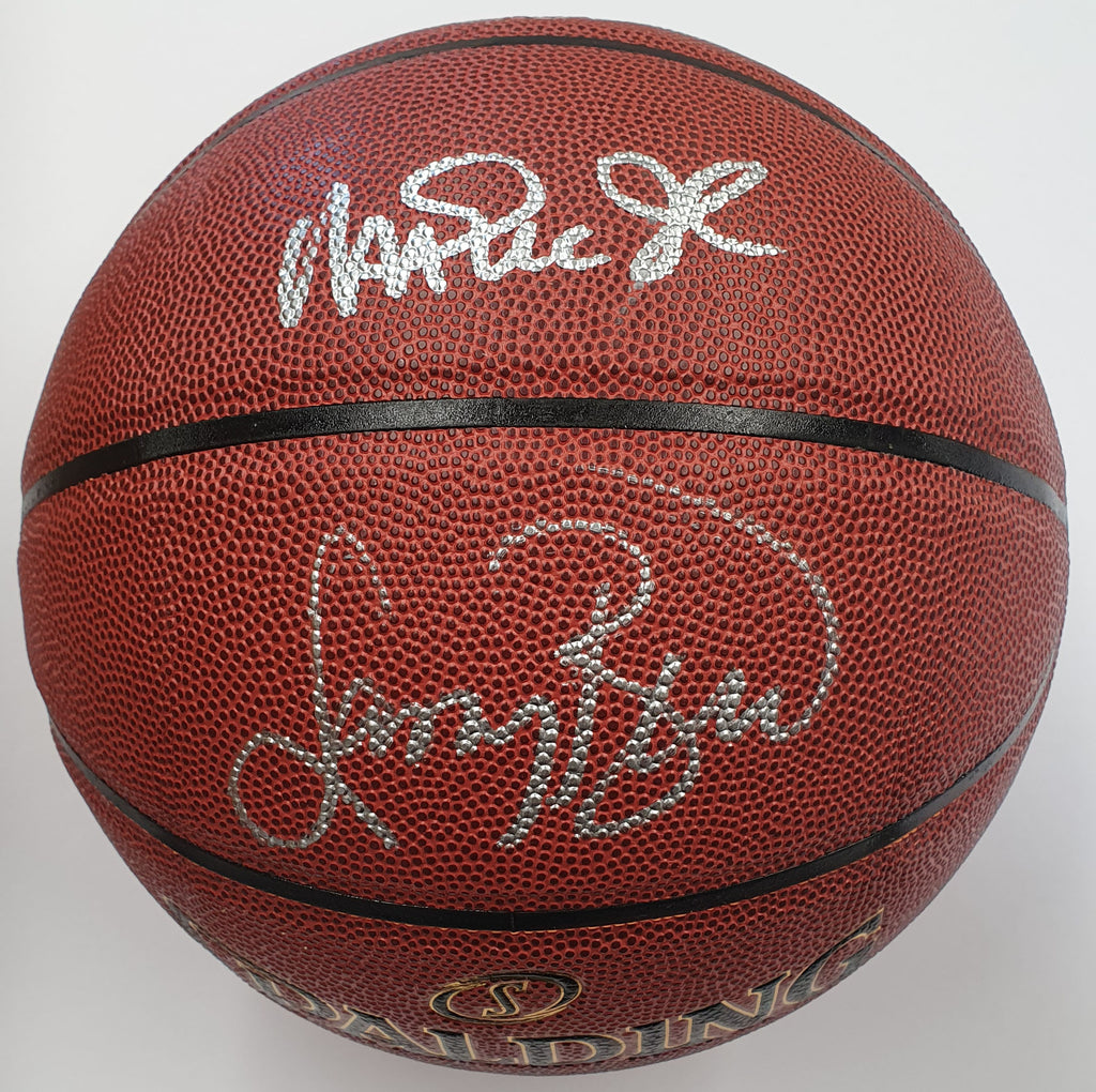 Larry Bird & Magic Johnson Dual Signed Spalding FULL size Basketball with Beckett USA Aucthentication