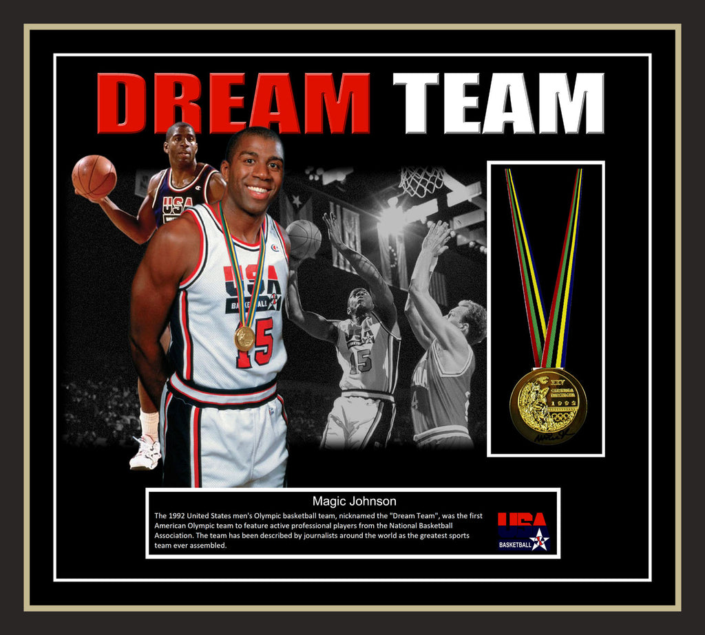 Magic Johnson 1992 USA Dream Team Signed & Framed Gold Medal (Beckett)