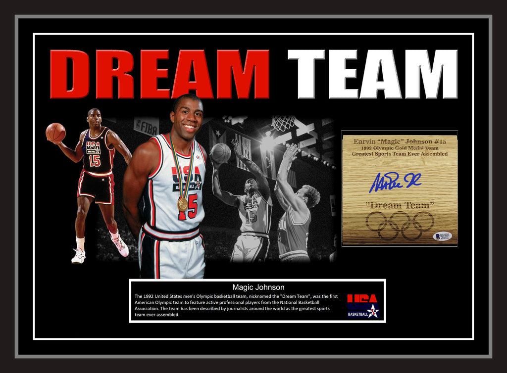Magic Johnson 1992 USA Dream Team Signed & UNFRAMED Floorboard (Beckett)