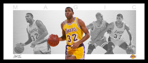 Magic JOHNSON LA Lakers Wings style tribute framed