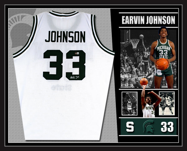 Earvin Magic JOHNSON Michigan State Signed & Framed Jersey (Beckett)