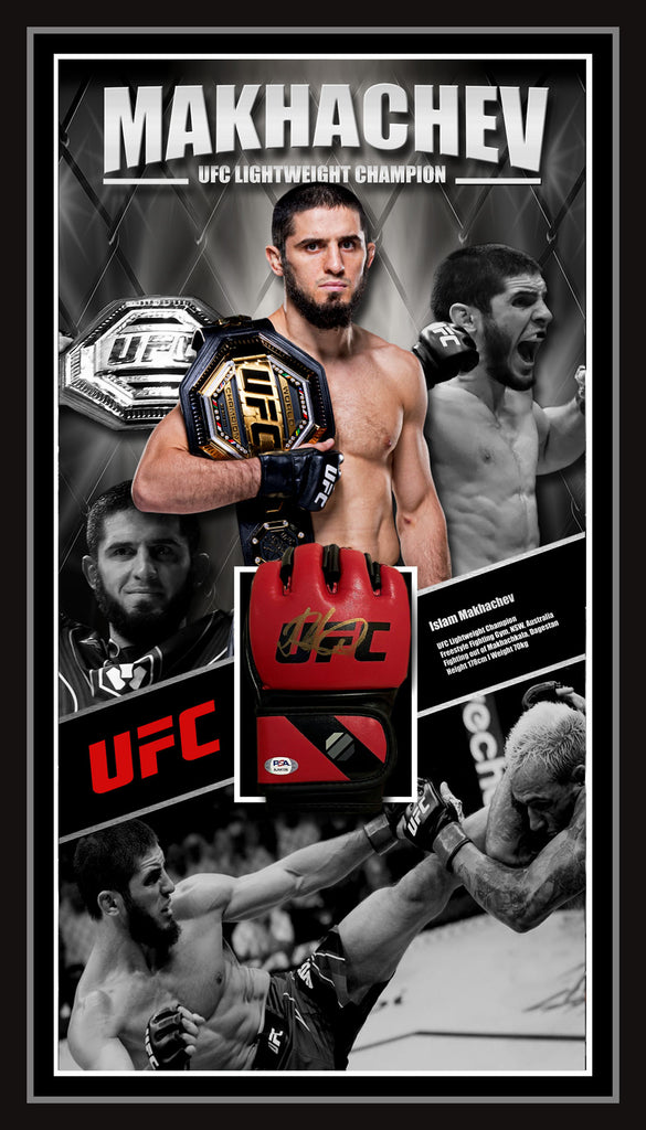 Islam Makhachev Signed & Framed UFC Glove (PSA DNA)