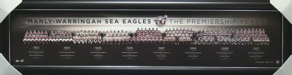 Manly Sea Eagles Historical Premierships Panoramic Framed
