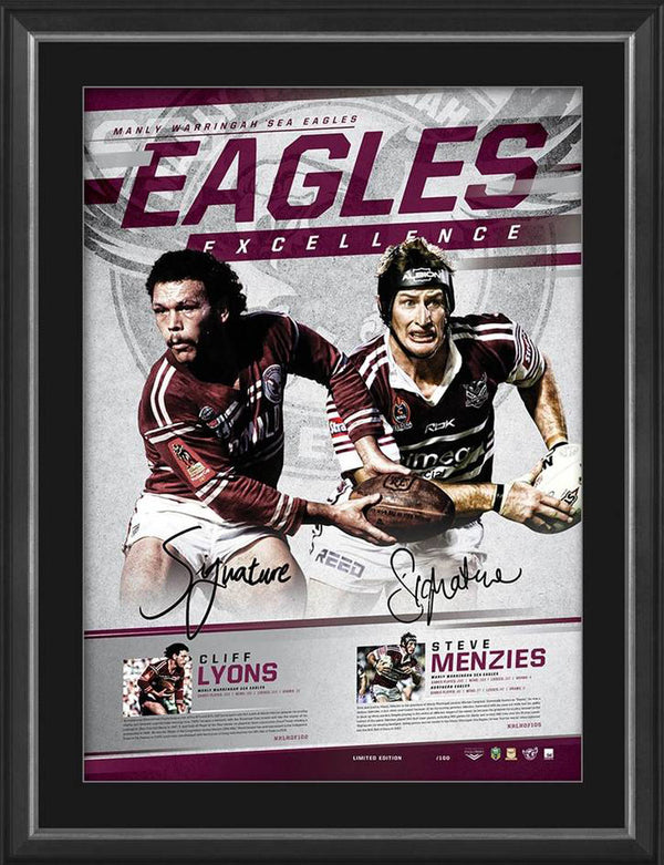 Manly Dual Signed 'Eagles Excellence' Menzies Lyons Framed Limited Edition