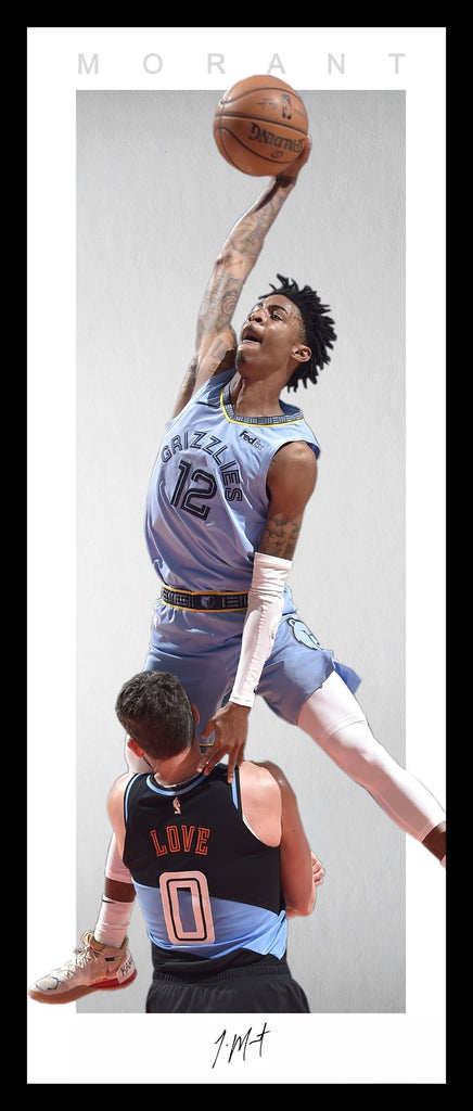 Ja MORANT Memphis Grizzlies Vertical Wings style framed Lithograph