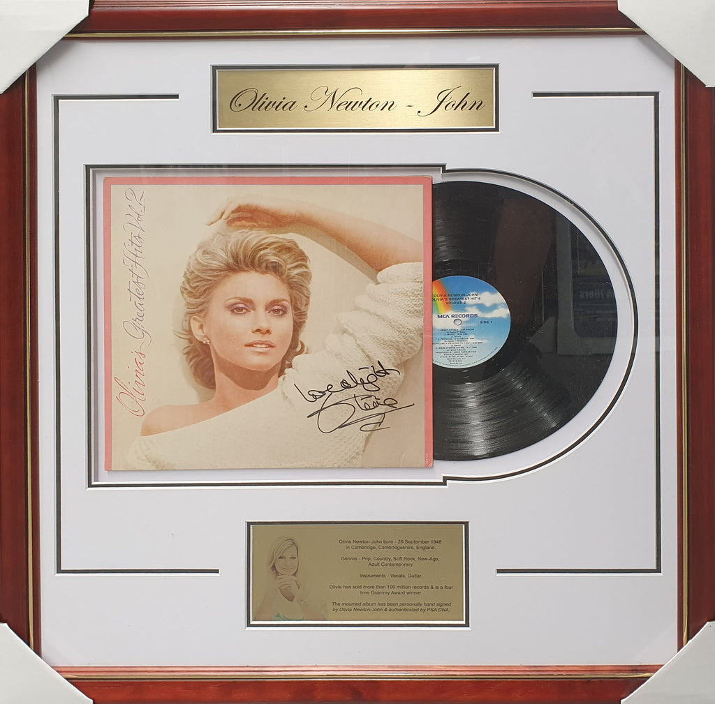 Olivia Newton - John Signed & Framed Vinyl Album PSA DNA Authenticated Y63827