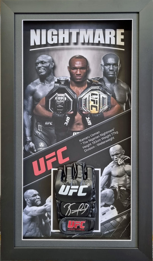 Kamaru Usman 'Nigerian Nightmare' Signed & Framed UFC Glove (James Spence)