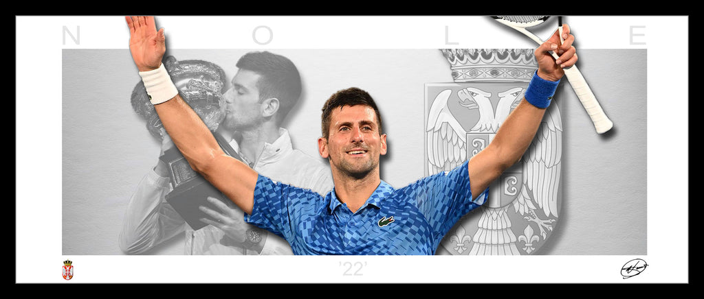 Novak DJOKOVIC Australian Open '22' Framed WINGS Lithograph