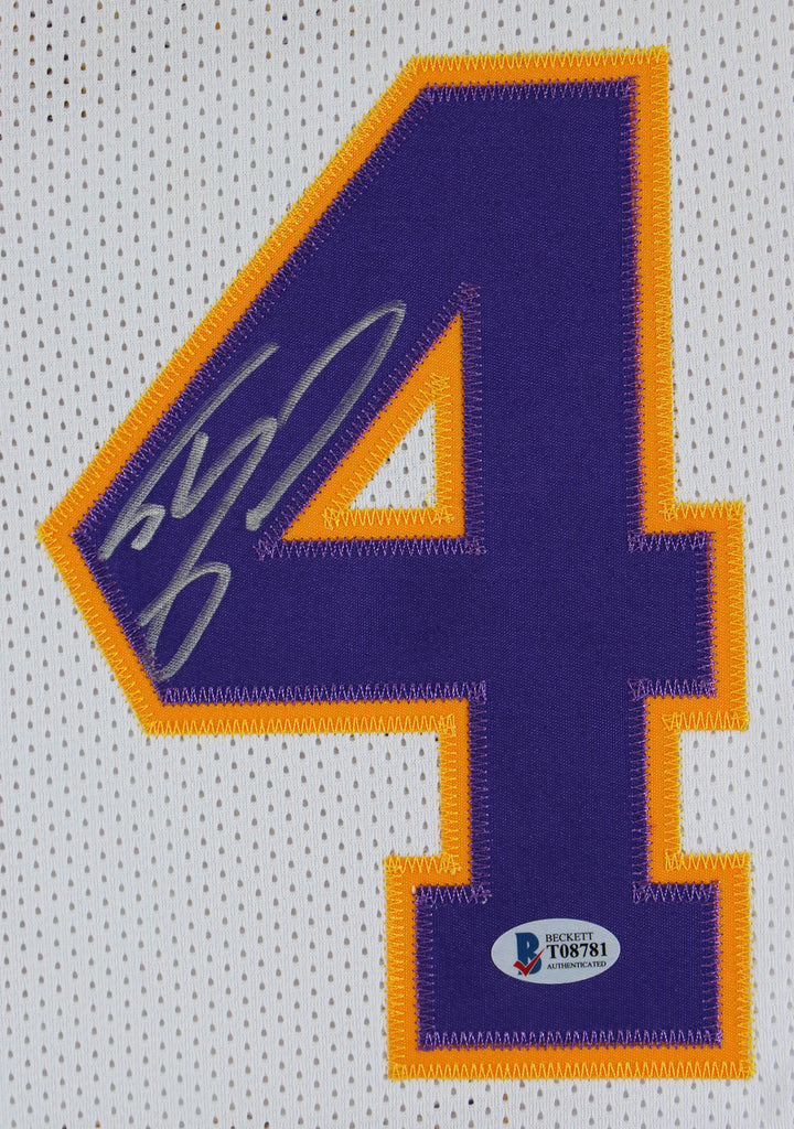 Los Angeles Lakers Shaquille Shaq O'Neal Autographed Framed White Jersey  Beckett BAS Witness Stock #214090