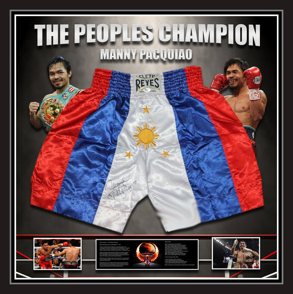 Floyd Mayweather Signed Boxing Trunks Shorts V Manny Pacquiao COA Photo  Proof