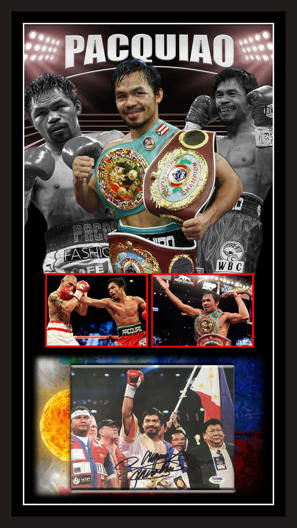 Manny PACQUIAO Signed & Framed Photo Sports Case (PSA DNA).