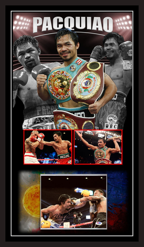 Manny PACQUIAO Signed & Framed Photo Sports Case (PSA DNA)