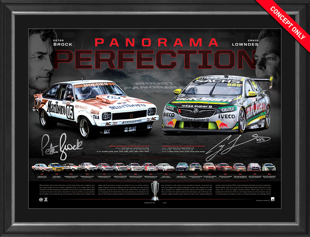 Panorama Perfection Hand Signed Deluxe Edition - Peter Brock & Craig Lowndes Framed Ltd Ed