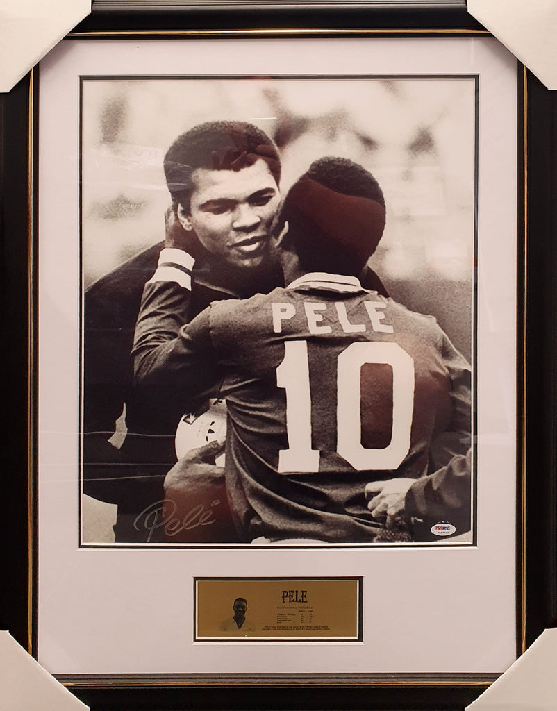 Pele & Ali 11x14 inch Framed Tribute Signed by Pele PSA DNA
