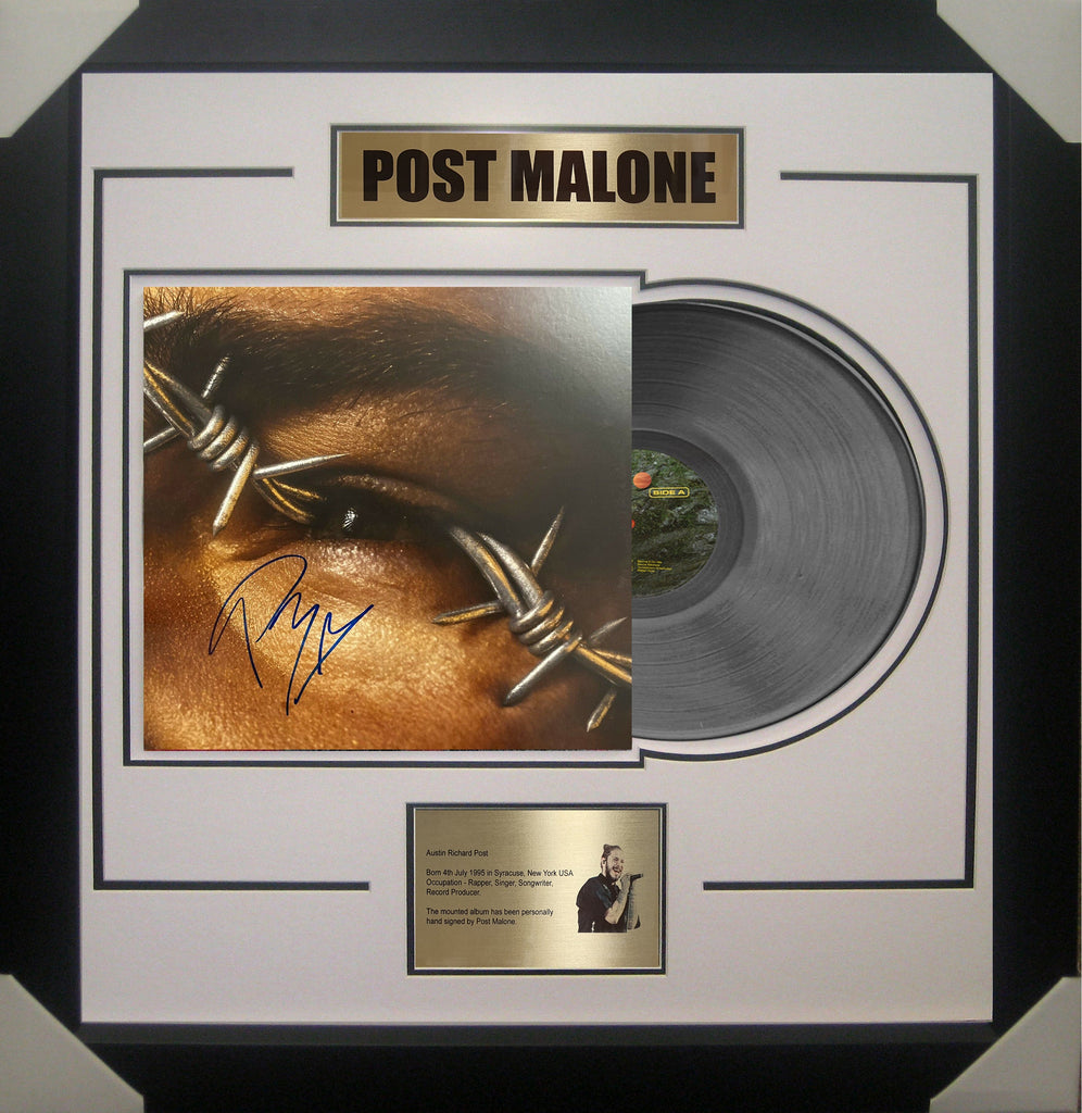 POST MALONE BEERBONGS & BENTLEYS SIGNED & FRAMED VINYL ALBUM.