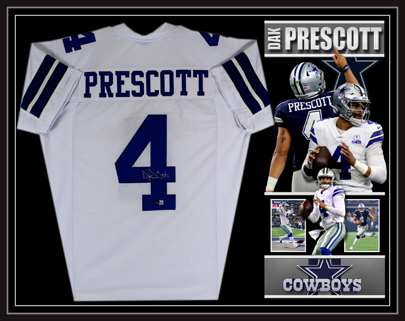 DAK PRESCOTT AUTOGRAPHED HAND SIGNED CUSTOM FRAMED BLUE DALLAS