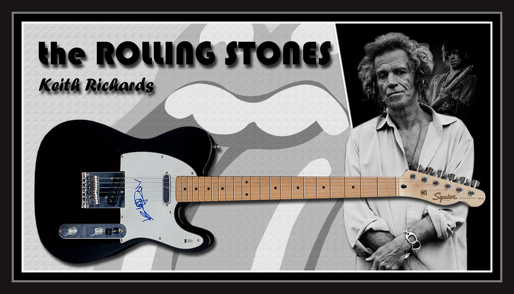 Keith RICHARDS Rolling Stones Signed & Framed Electric Guitar with Beckett BAS Authentication