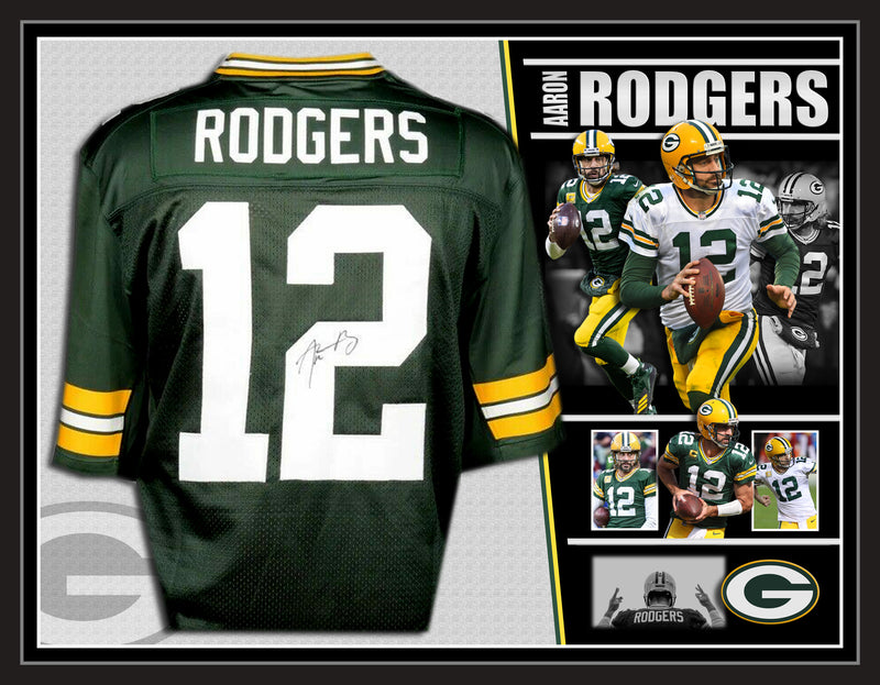 AARON RODGERS AUTOGRAPHED HAND SIGNED CUSTOM FRAMED GREEN BAY