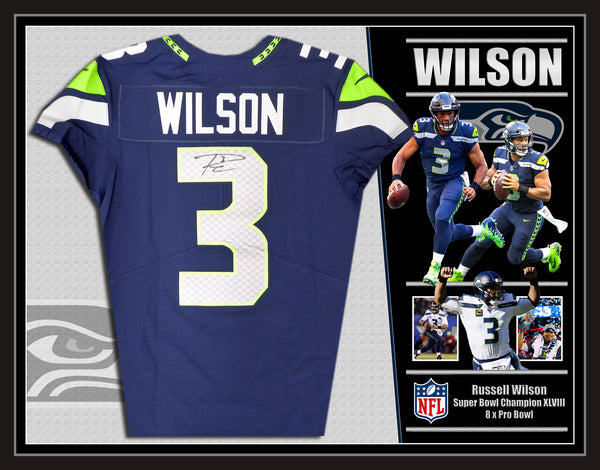 Russell WILSON Seattle Seahawks NFL Signed & Framed Jersey