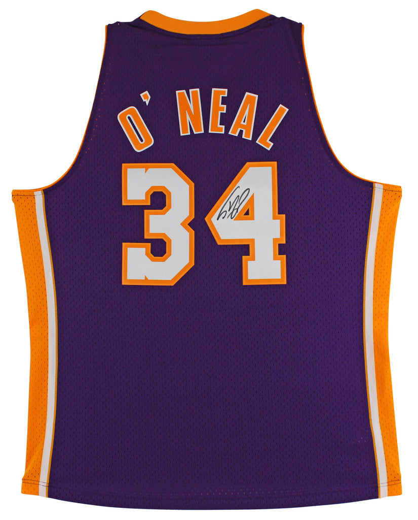 Lakers Shaquille O'Neal Signed Purple M&N 1999-00 HWC Swingman Jersey BAS Witnessed