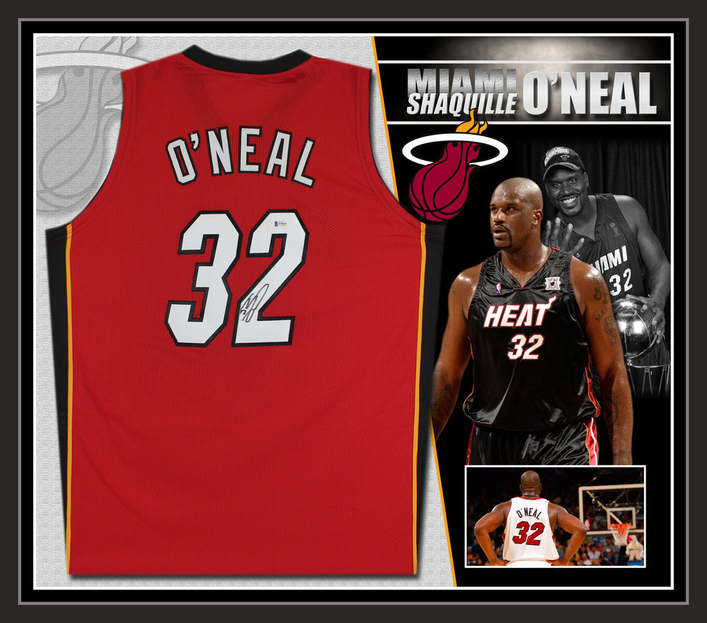 Shaquille O'Neal Miami Heat Signed Framed Jersey (Beckett