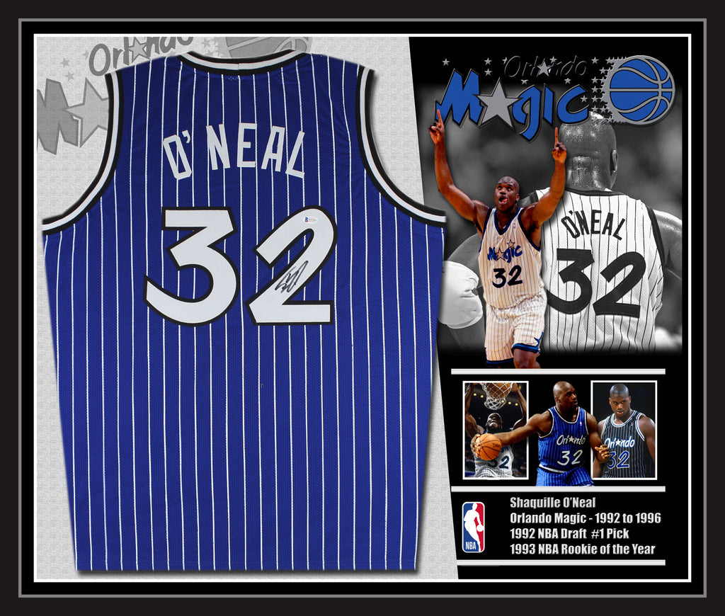 Shaquille O'Neal Orlando Magic Signed & Framed Blue Jersey (Beckett - BAS)