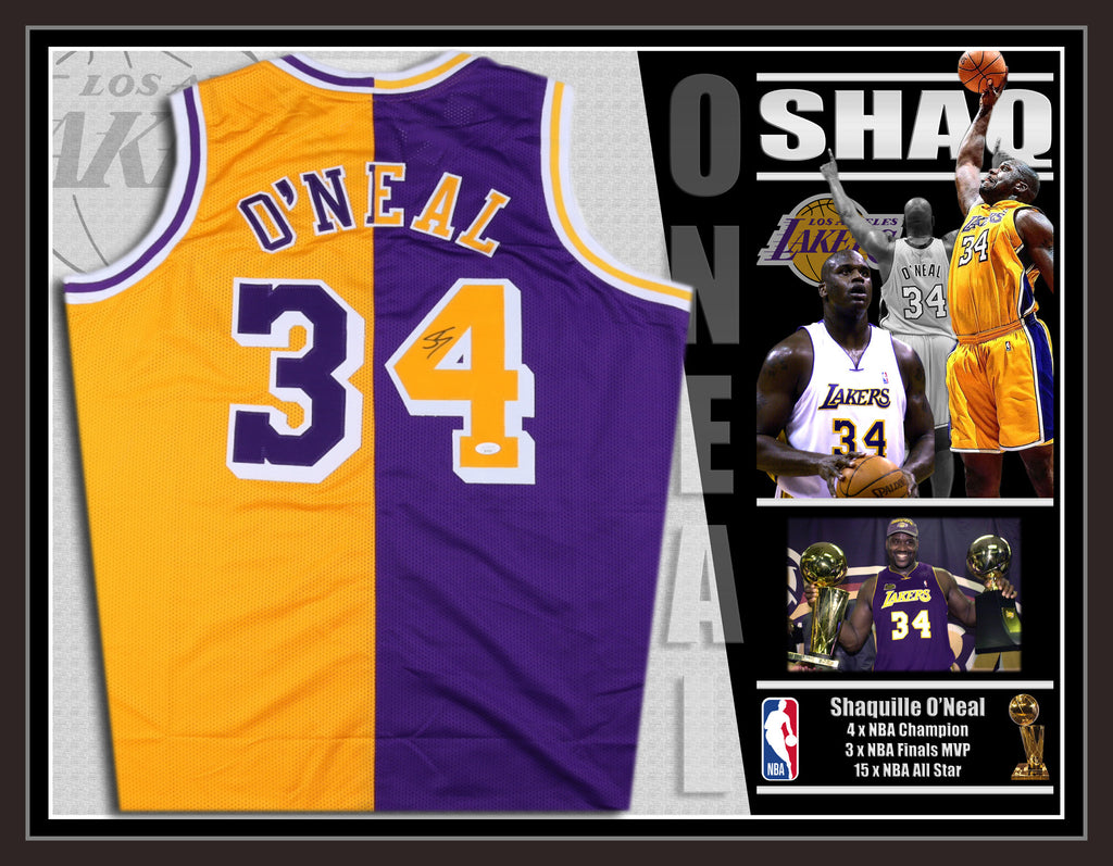 Shaquille O'Neal LA Lakers Signed & Framed Split Jersey (James Spence)