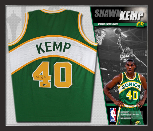Shawn Kemp Seattle SuperSonics Signed & Framed Basketball Jersey (Beckett - BAS)