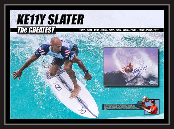 Kelly SLATER 11 x World Surfing Champion Signed & Framed Photo Case PSA DNA Q16935