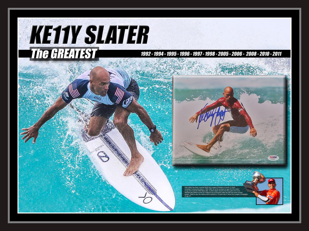 Kelly SLATER 11 x World Surfing Champion Signed & Framed Photo Case PSA DNA
