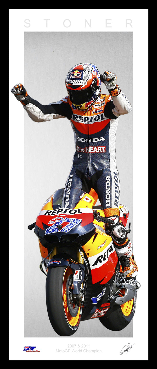 Casey Stoner MotoGp Vertical Wings framed lithograph.