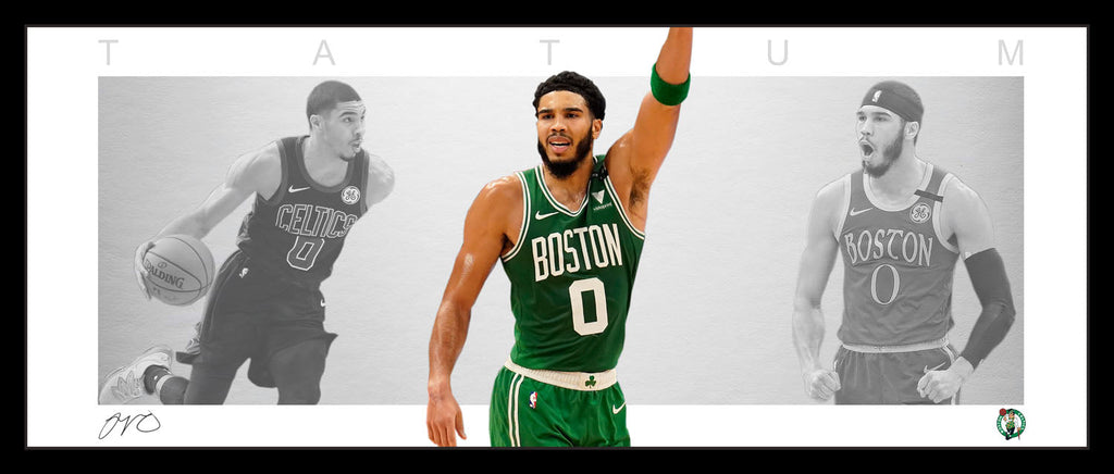 Jayson TATUM Boston Celtics Wings style framed Lithograph.