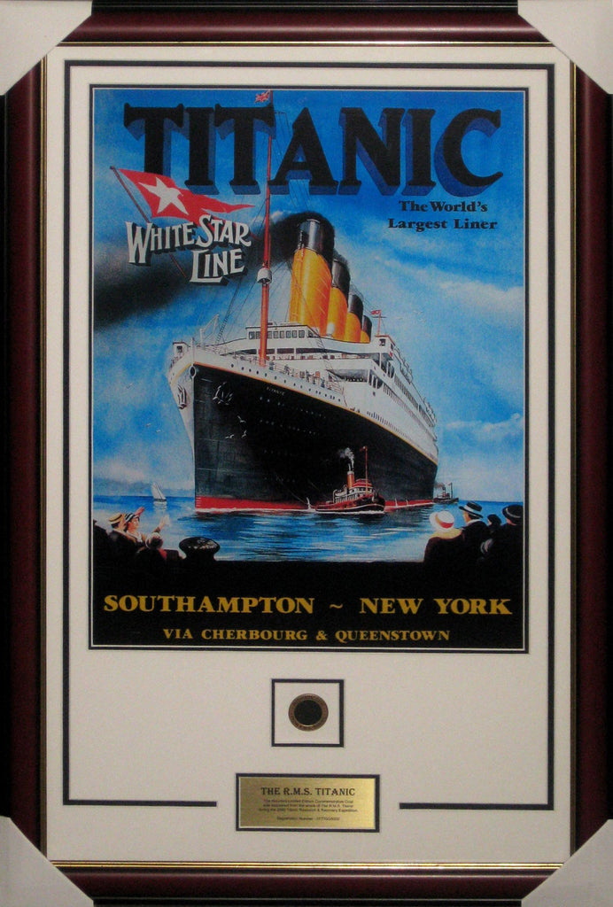 Titanic Framed with Coal from the Ship Wreck