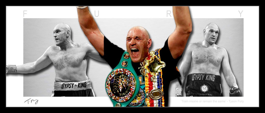 Tyson FURY Gypsy King 'Train insane or stay the same' Wings style framed lithograph