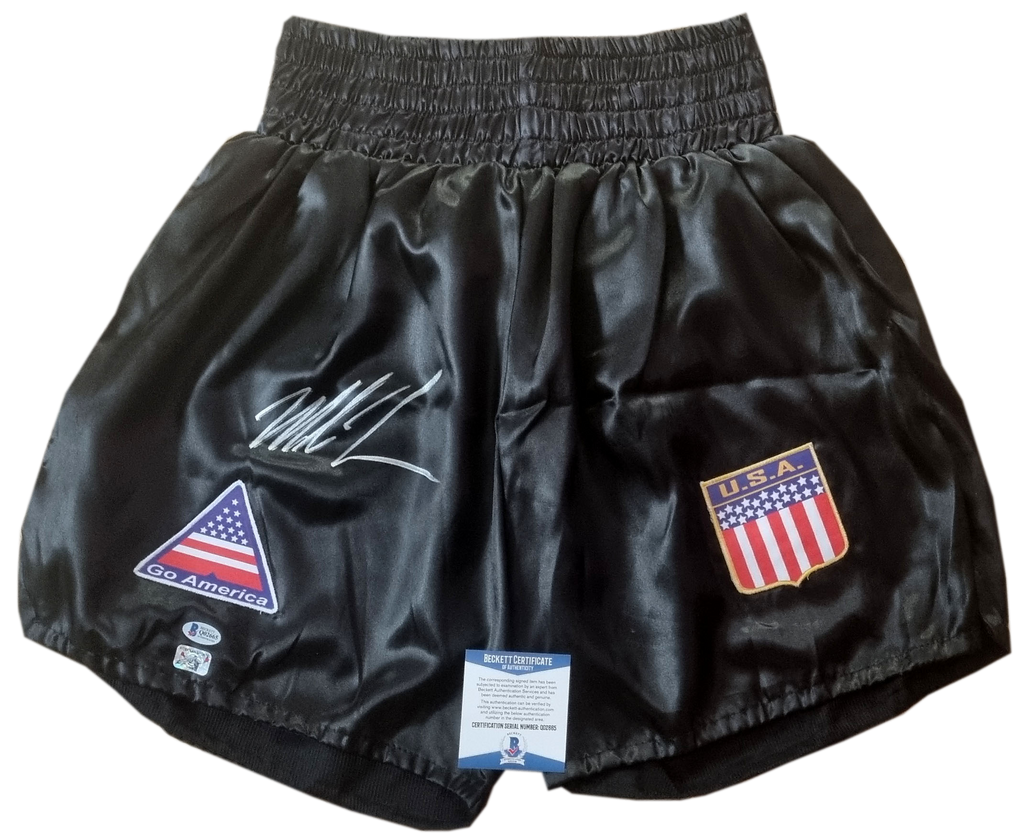 MIKE TYSON Hand Signed Boxing Trunks Shorts (Beckett - BAS - Fiterman)