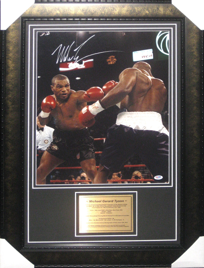 MIKE TYSON SIGNED & FRAMED 16'X20' PHOTOGRAPH (PSA DNA)