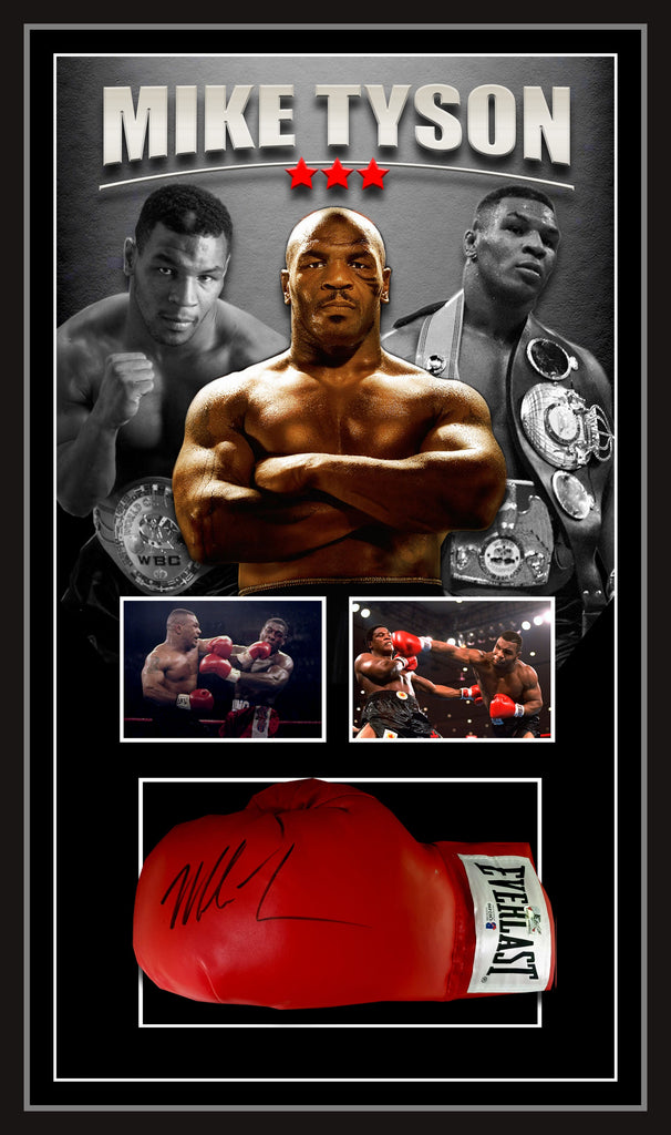 Mike TYSON Signed & Framed Red Everlast Boxing Glove (BECKETT)
