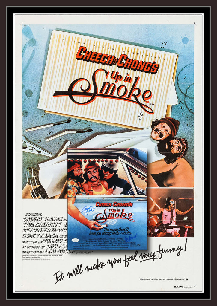Cheech & Chong 'Up in smoke' Signed & Framed Movie Case (JSA / JAMES SPENCE)